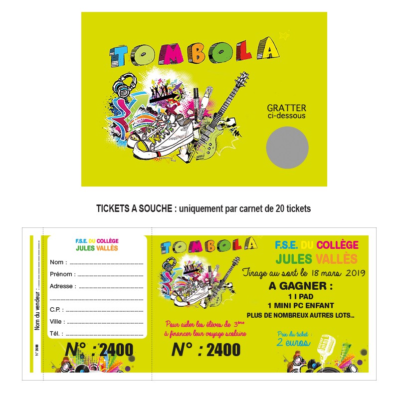 Tombola classique Ticket à gratter et Lot I Tombola Clé en Main Ecole