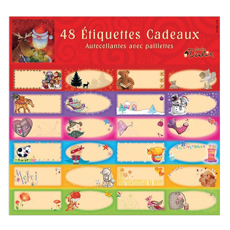 Planche de 48 étiquettes Noël I Etiquettes noël à coller