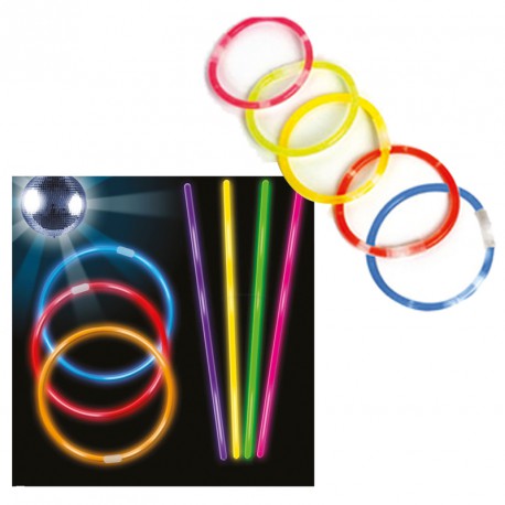 100 Bracelets Fluorescents Lumineux - 7 Couleurs Fluo + Lunettes - Accessoire Fête Noël/Nouvel An/Soirée