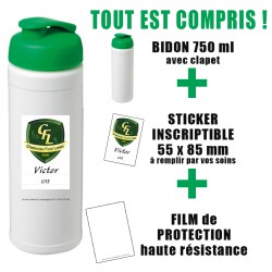 Bidon 750 ml avec couvercle à clapet