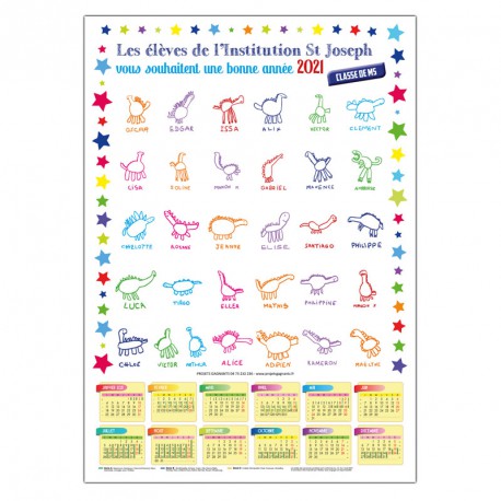 Calendrier A3 avec dessins d'enfants - sans bloc éphéméride
