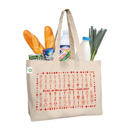 Grand Sac Shopping en coton biologique très épais - Marquage 1 face -