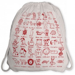 Sac à dos classique écru dessins d'enfants