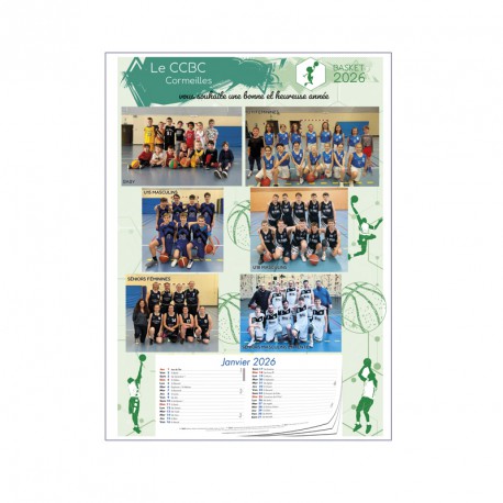 CALENDRIER EXPRESS RECTO AVEC BLOC - BASKET