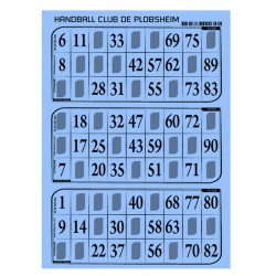 Plaques de 3 cartes de loto Bristol  personnalisées (lot de166)