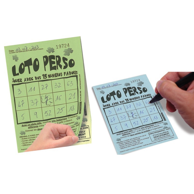 Partie Spéciale pour Loto  Cartes de Loto Perso paquet de 250 cartes