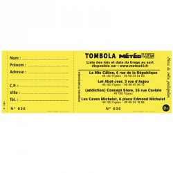 Carnet de 100 tickets numérotés pour tombola - Elve coloris jaune