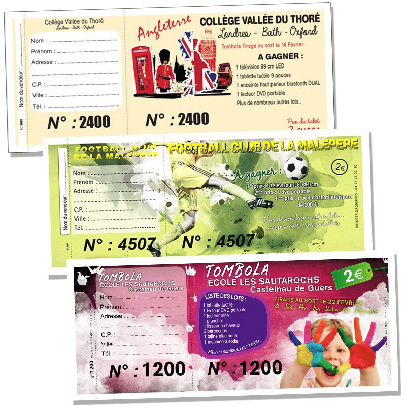 Tickets à Souche, Carnet de Billets de Tombola
