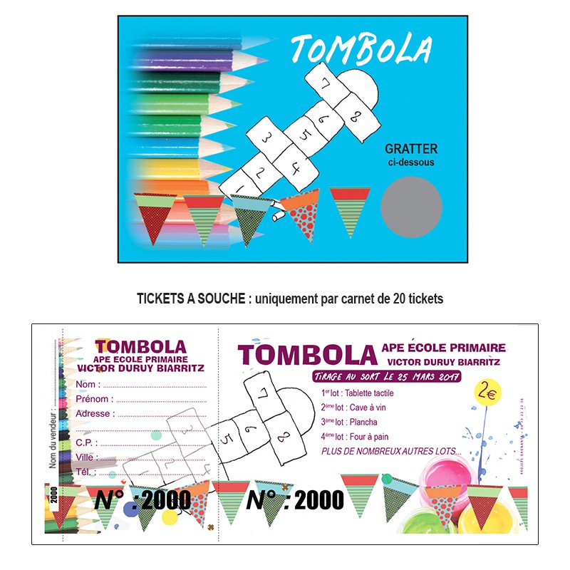 Tombola 100 Gagnante I Ticket Tombola Personnalisé Association Ecole